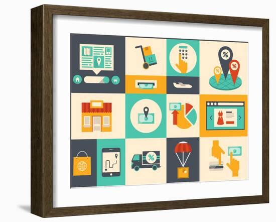 E-Commerce And Online Shopping Icons-bloomua-Framed Art Print