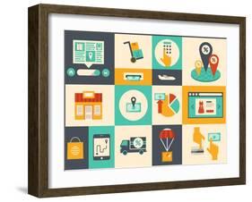 E-Commerce And Online Shopping Icons-bloomua-Framed Art Print