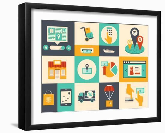 E-Commerce And Online Shopping Icons-bloomua-Framed Art Print