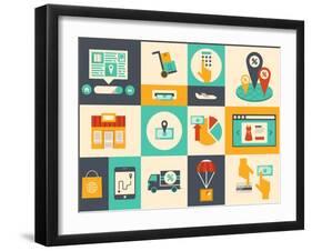 E-Commerce And Online Shopping Icons-bloomua-Framed Art Print