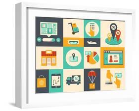 E-Commerce And Online Shopping Icons-bloomua-Framed Art Print