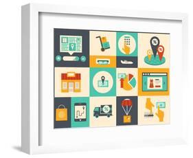 E-Commerce And Online Shopping Icons-bloomua-Framed Art Print