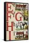 E, F, G, H, I Illustrated Letters-Edmund Evans-Framed Stretched Canvas