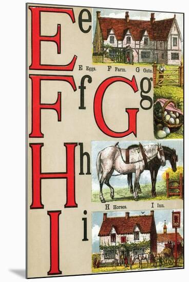 E, F, G, H, I Illustrated Letters-Edmund Evans-Mounted Art Print