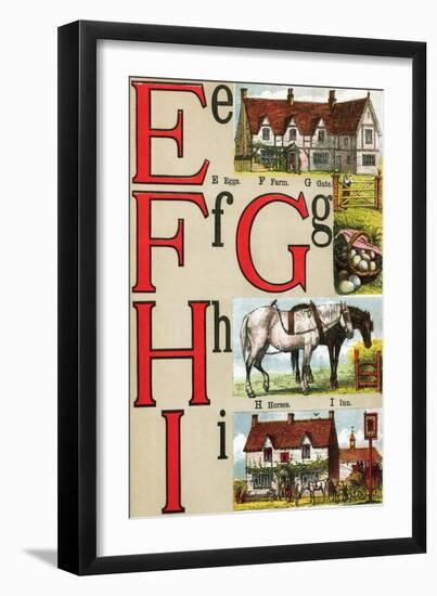 E, F, G, H, I Illustrated Letters-Edmund Evans-Framed Art Print