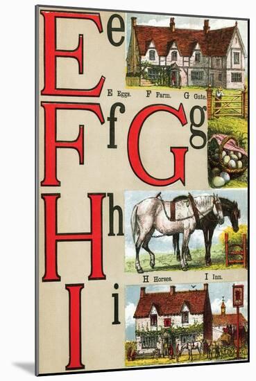 E, F, G, H, I Illustrated Letters-Edmund Evans-Mounted Art Print