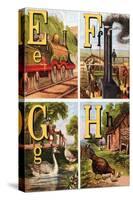 E, F, G, H Illustrated Letters-Edmund Evans-Stretched Canvas