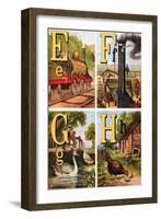 E, F, G, H Illustrated Letters-Edmund Evans-Framed Art Print