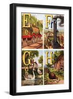 E, F, G, H Illustrated Letters-Edmund Evans-Framed Art Print