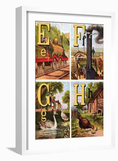 E, F, G, H Illustrated Letters-Edmund Evans-Framed Art Print