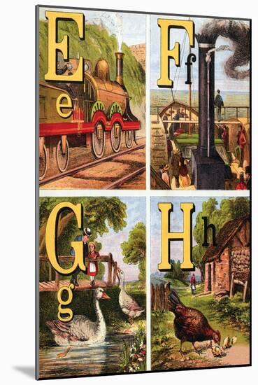 E, F, G, H Illustrated Letters-Edmund Evans-Mounted Art Print