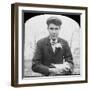 E Hack Holding a Pigeon, Late 19th or Early 20th Century-null-Framed Photographic Print