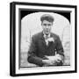 E Hack Holding a Pigeon, Late 19th or Early 20th Century-null-Framed Photographic Print