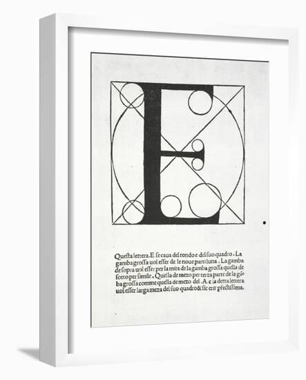 E, Illustration from 'Divina Proportione' by Luca Pacioli (C.1445-1517), Originally Pub. Venice,…-Leonardo da Vinci-Framed Giclee Print