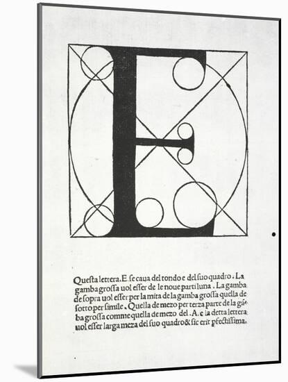 E, Illustration from 'Divina Proportione' by Luca Pacioli (C.1445-1517), Originally Pub. Venice,…-Leonardo da Vinci-Mounted Giclee Print