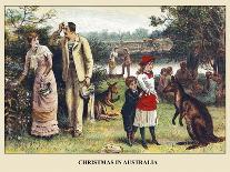 Christmas In Australia-Family With Kangaroos-E.K. Johnson-Framed Art Print