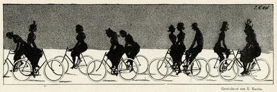 Cycling Silhouette-E. Kneiss-Mounted Premium Giclee Print