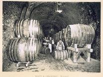 Pouring the Wine into the Barrels, from 'Le France Vinicole', Pub. by Moet and Chandon, Epernay-E.M. Choque-Stretched Canvas