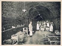 Storing Bottles, from 'Le France Vinicole', Engraved by B. Arnaud, Pub. by Moet and Chandon, Eperna-E.M. Choque-Framed Stretched Canvas