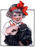 "Little Girl Brushing Dog,"July 7, 1923-E.M. Wireman-Laminated Giclee Print