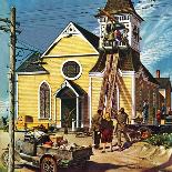 "Church Belfry Repair," Saturday Evening Post Cover, April 20, 1946-E. Melbourne Brindle-Giclee Print