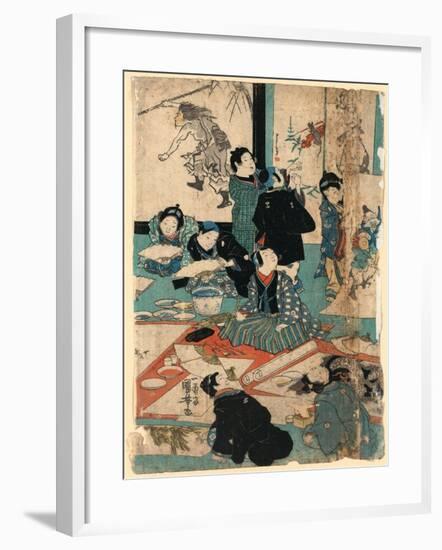 E O Narau Kodomo Tachi, Children in a Painting Class-Utagawa Kuniyoshi-Framed Giclee Print