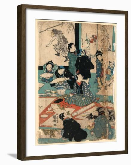 E O Narau Kodomo Tachi, Children in a Painting Class-Utagawa Kuniyoshi-Framed Giclee Print