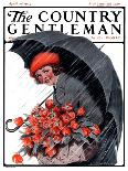 "April Showers and Basket of Flowers," Country Gentleman Cover, April 26, 1924-E. Troth-Mounted Giclee Print