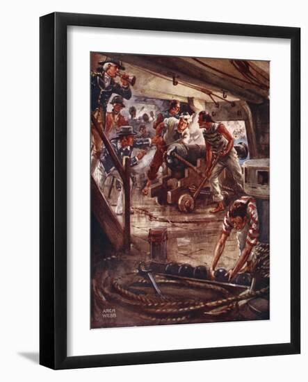 Each Gun from its Adamantine Lips, Spread a Death Shade Round the Ships-Archibald Webb-Framed Giclee Print