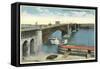 Eads Bridge and Riverboat, St. Louis, Missouri-null-Framed Stretched Canvas