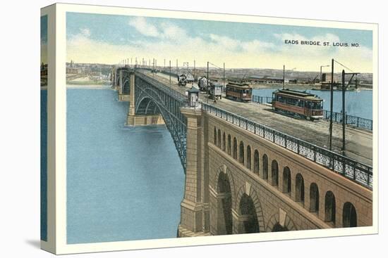 Eads Bridge, Streetcars, St. Louis, Missouri-null-Stretched Canvas