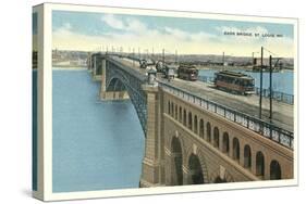 Eads Bridge, Streetcars, St. Louis, Missouri-null-Stretched Canvas