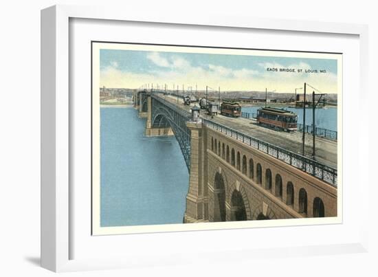 Eads Bridge, Streetcars, St. Louis, Missouri-null-Framed Art Print