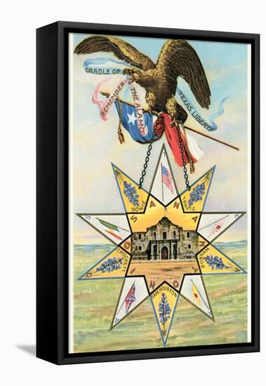 Eagle, Alamo in Star, Texas Liberty-null-Framed Stretched Canvas