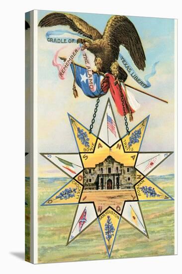 Eagle, Alamo in Star, Texas Liberty-null-Stretched Canvas