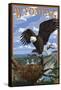Eagle and Chicks - Wyoming-Lantern Press-Framed Stretched Canvas
