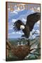 Eagle and Chicks - Wyoming-Lantern Press-Stretched Canvas