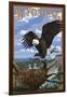 Eagle and Chicks - Wyoming-Lantern Press-Framed Art Print