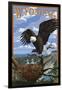 Eagle and Chicks - Wyoming-Lantern Press-Framed Art Print