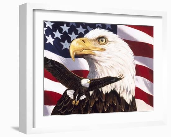 Eagle and Flag-William Vanderdasson-Framed Giclee Print