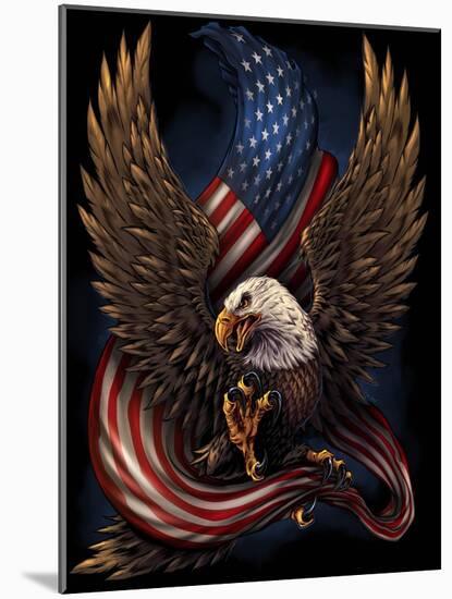 Eagle and Flag-FlyLand Designs-Mounted Giclee Print