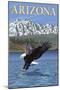 Eagle Diving - Arizona-Lantern Press-Mounted Art Print