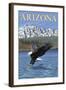 Eagle Diving - Arizona-Lantern Press-Framed Art Print