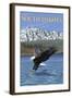 Eagle Diving - South Dakota-Lantern Press-Framed Art Print