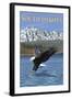 Eagle Diving - South Dakota-Lantern Press-Framed Art Print