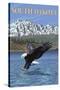 Eagle Diving - South Dakota-Lantern Press-Stretched Canvas