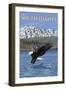 Eagle Diving - South Dakota-Lantern Press-Framed Art Print