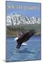 Eagle Diving - South Dakota-Lantern Press-Mounted Art Print