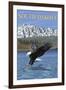 Eagle Diving - South Dakota-Lantern Press-Framed Art Print