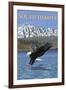 Eagle Diving - South Dakota-Lantern Press-Framed Art Print